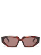 Le Specs - Major! Rectangle Tortoiseshell-effect Sunglasses - Womens - Tortoiseshell