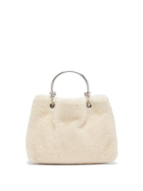 Matchesfashion.com Jil Sander - Knotted Handle Shearling Bag - Womens - White