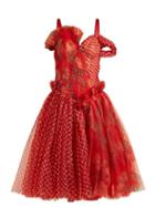 Matchesfashion.com Alexander Mcqueen - Pleated Floral Print And Checked Organza Dress - Womens - Red Multi