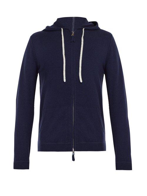 Matchesfashion.com Allude - Zip Up Wool Blend Hooded Sweater - Mens - Navy