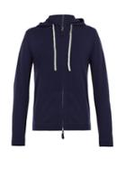 Matchesfashion.com Allude - Zip Up Wool Blend Hooded Sweater - Mens - Navy