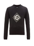 Matchesfashion.com Dolce & Gabbana - V Neck Logo Patch Virgin Wool Sweater - Mens - Black