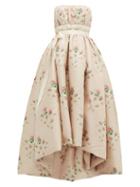 Matchesfashion.com Brock Collection - Grosgrain Trim Floral Cloqu Gown - Womens - Pink Multi