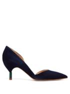 Matchesfashion.com Gabriela Hearst - Luza Kitten Heel Suede Pumps - Womens - Navy