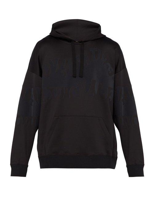 Matchesfashion.com Valentino - Logo Print Hooded Sweatshirt - Mens - Black