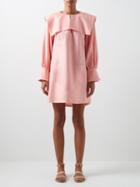 Les Vacances D'irina - Panarea Square-collar Linen-gauze Mini Dress - Womens - Light Pink