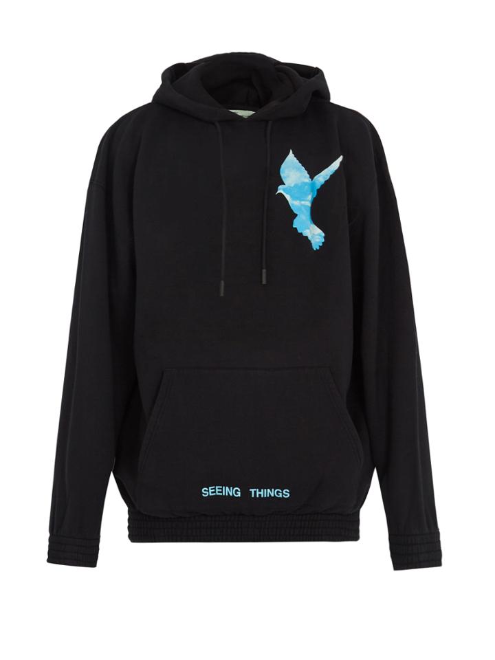 Off-white Not Real Dove-print Hooded Cotton Sweatshirt
