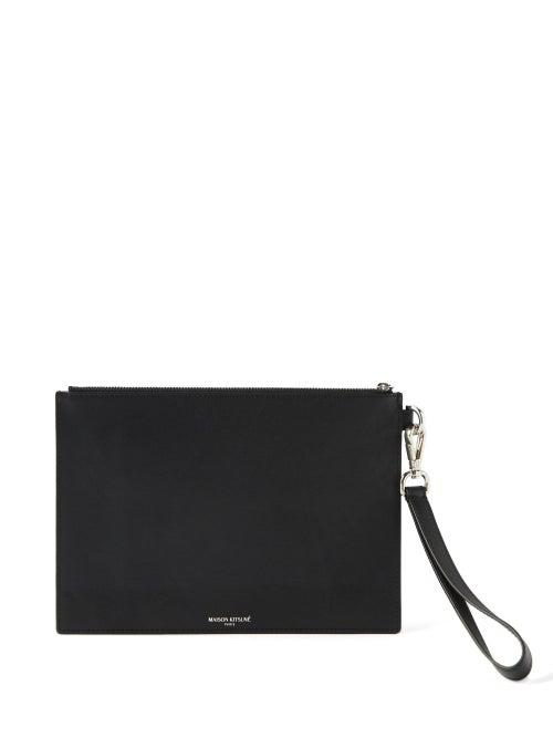 Maison Kitsun - Profile Fox Leather Pouch - Mens - Black