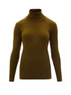Matchesfashion.com Thebe Magugu - Roll-neck Ribbed-knit Sweater - Womens - Khaki