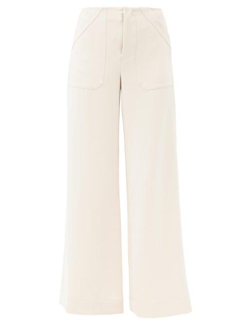 Matchesfashion.com Staud - Park Wide-leg Crepe Trousers - Womens - Ivory