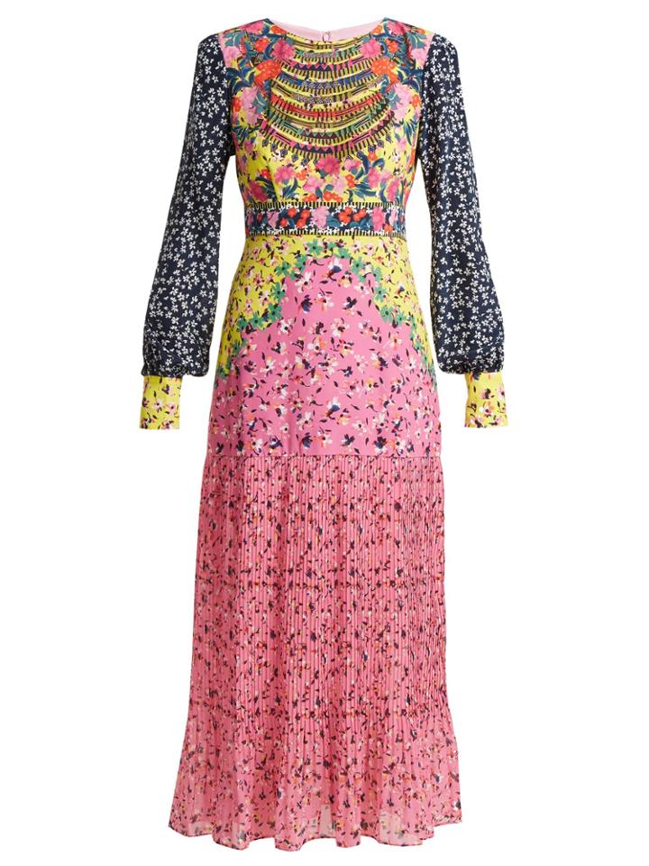Saloni Vera Daisy Floral-print Silk Dress