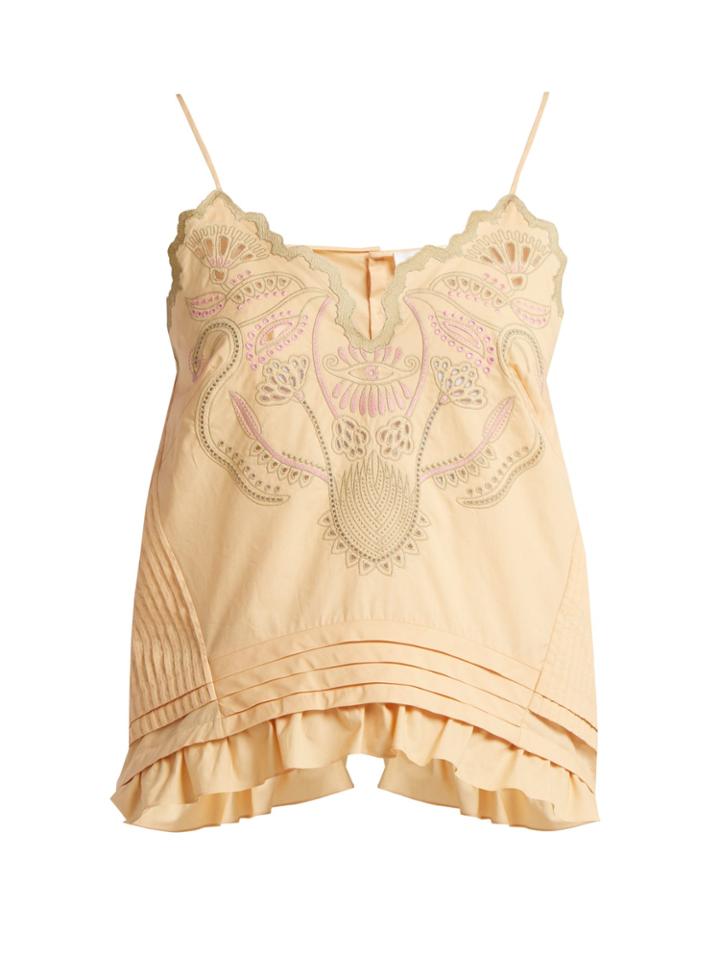 Chloé Embroidered Cotton Voile Camisole Top