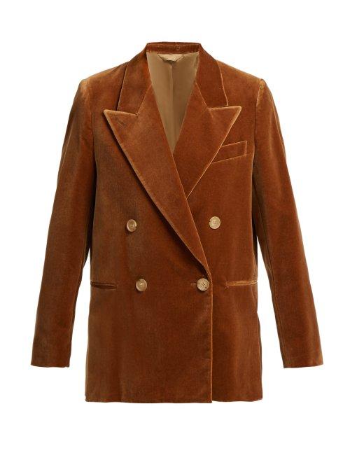 Matchesfashion.com Acne Studios - Double Breasted Velvet Blazer - Womens - Beige