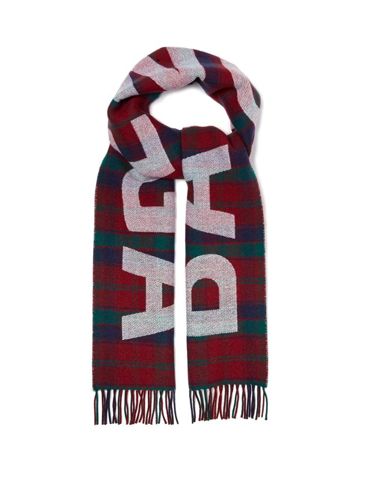 Balenciaga Logo-embroidered Checked Wool Scarf