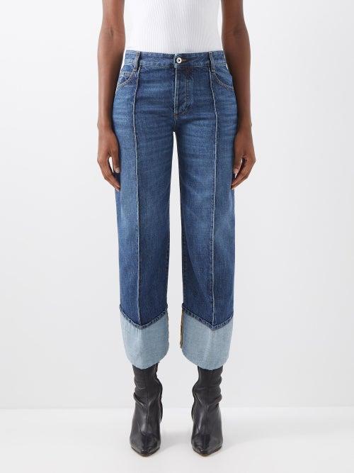 Bottega Veneta - Front-seam Curved Cropped Jeans - Womens - Denim