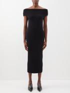 Toteme - Off-the-shoulder Ribbed Wool-blend Midi Dress - Womens - Black