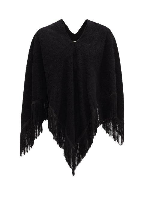 Matchesfashion.com Gabriel For Sach - Fringed Cotton-terry Poncho - Womens - Black