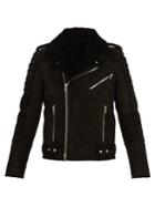 Balmain Shearling And Suede Biker Jacket