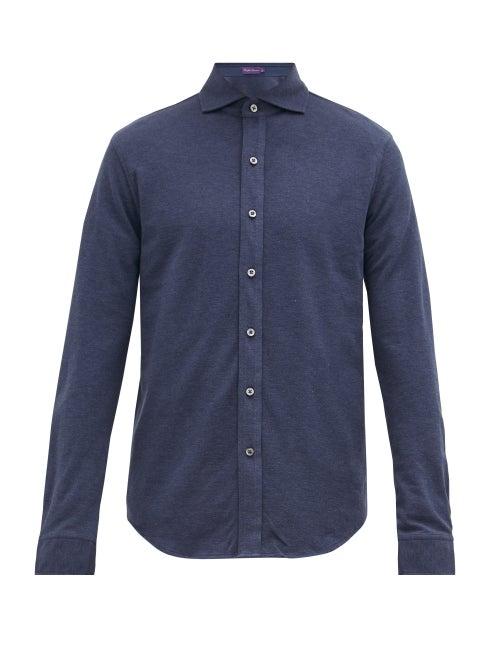 Matchesfashion.com Ralph Lauren Purple Label - Pima-cotton Piqu Shirt - Mens - Blue