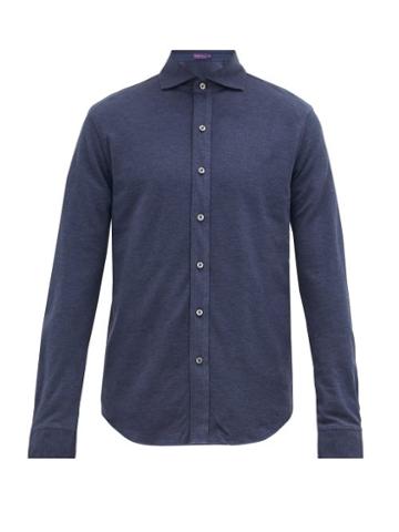 Matchesfashion.com Ralph Lauren Purple Label - Pima-cotton Piqu Shirt - Mens - Blue