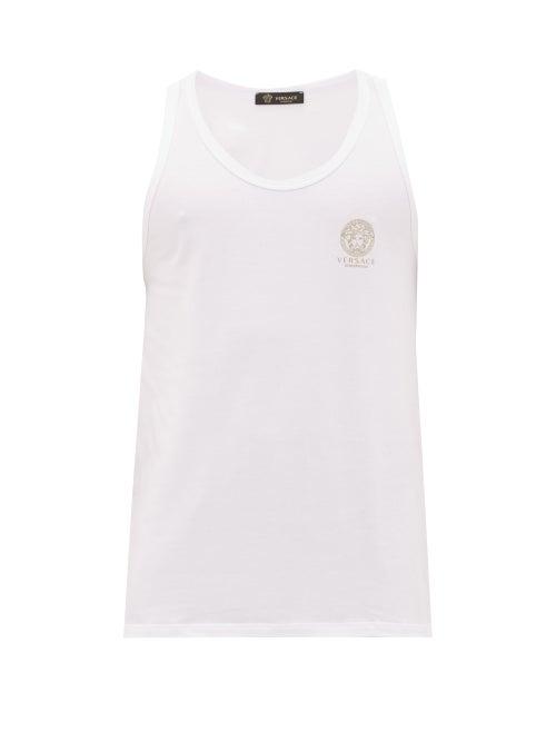Matchesfashion.com Versace - Medusa Logo Cotton-blend Vest - Mens - White