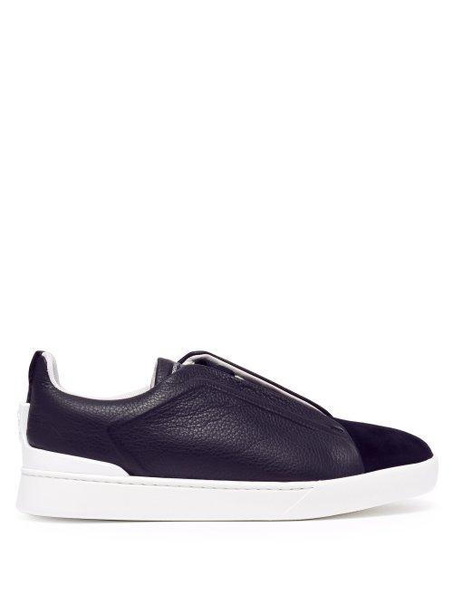 Matchesfashion.com Ermenegildo Zegna - Leather Low Top Trainers - Mens - Blue