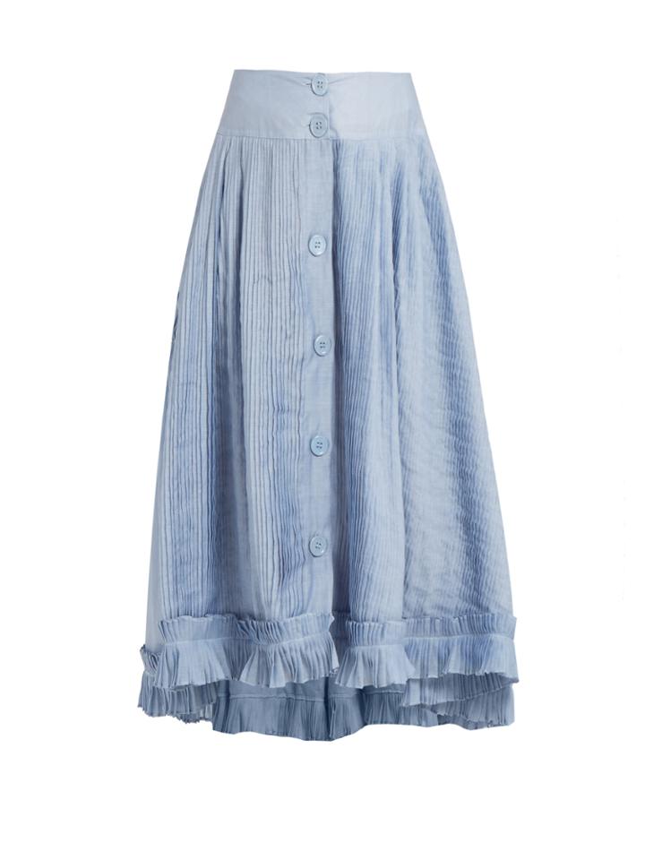 Thierry Colson Romane Pleated Cotton And Silk-blend Voile Skirt