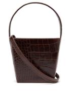 Staud Edie Crocodile-effect Leather Bucket Bag