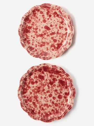 Cabana Magazine - Set Of Two Speckled Glazed-ceramic Dinner Plates - Womens - Pink