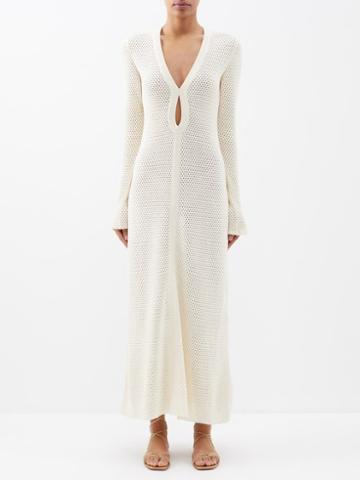Johanna Ortiz - Mysterious World Knitted Cotton Maxi Dress - Womens - Cream