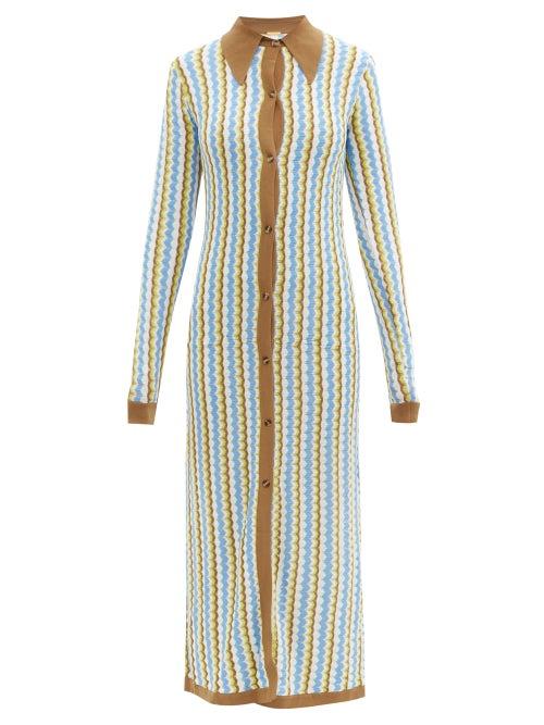 Matchesfashion.com Dodo Bar Or - Keshia Zigzag-knitted Maxi Dress - Womens - Blue Multi