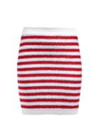Matchesfashion.com Balmain - Stripes And Sequins Knit Skirt - Womens - Red Multi