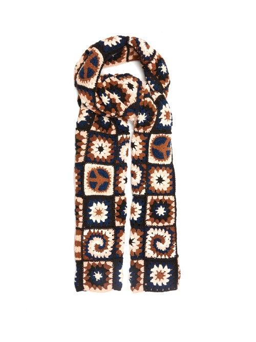Story Mfg. - Piece Xl Crocheted Organic-cotton Scarf - Womens - Navy Multi