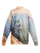 Matchesfashion.com Marques'almeida - Live Your Life Printed Jersey Sweatshirt - Womens - Blue Print