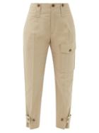 Matchesfashion.com Chlo - Cropped Cotton-blend Canvas Cargo Trousers - Womens - Light Green