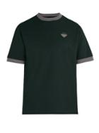 Matchesfashion.com Prada - Logo Applique Cotton Piqu T Shirt - Mens - Green Multi