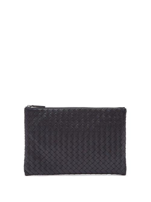Matchesfashion.com Bottega Veneta - Intrecciato Small Leather Pouch - Womens - Black