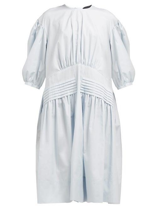 Matchesfashion.com Simone Rocha - Pintuck Pleated Poplin Midi Dress - Womens - Blue