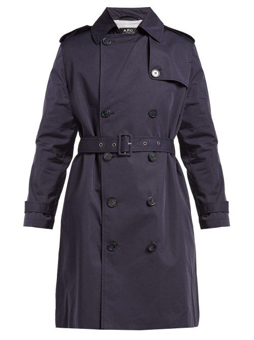 Matchesfashion.com A.p.c. - Josephine Cotton Blend Trench Coat - Womens - Navy