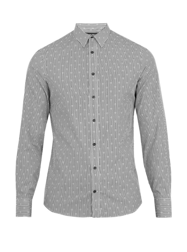 Alexander Mcqueen Harness Skull-jacquard Striped Cotton Shirt