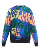 Loewe Paula's Ibiza - Peace-print Cotton-jersey Sweatshirt - Mens - Blue Multi