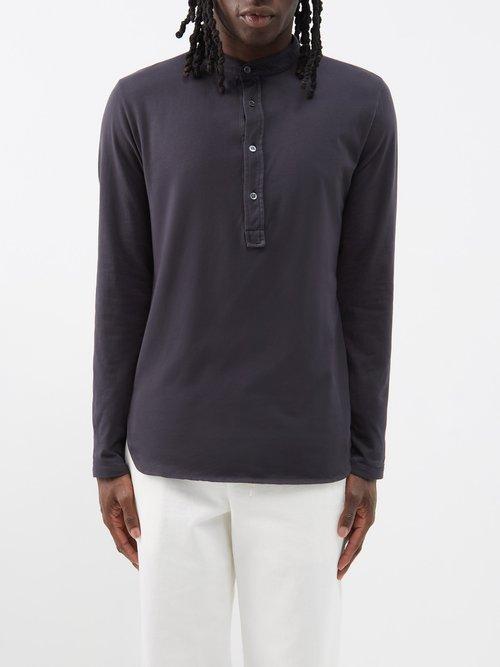 Barena Venezia - Nalin Pima-cotton Jersey Henley Top - Mens - Black