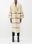 Khaite - Ada Striped Leather-trim Shearling Coat - Womens - Cream