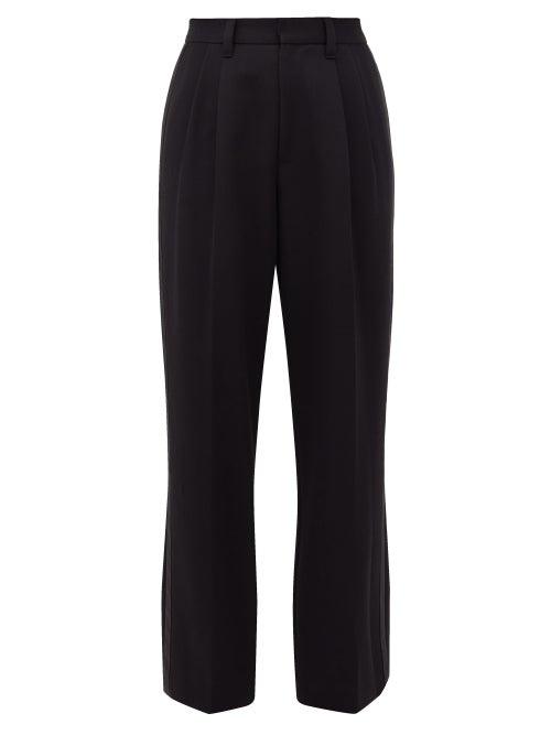 Matchesfashion.com Marc Jacobs Runway - High-rise Silk-striped Wool Trousers - Womens - Black