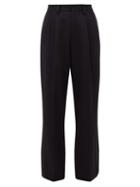 Matchesfashion.com Marc Jacobs Runway - High-rise Silk-striped Wool Trousers - Womens - Black