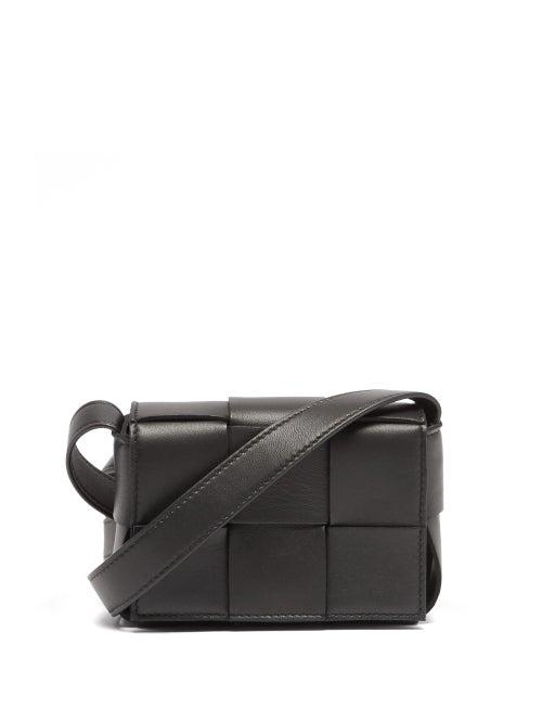 Ladies Bags Bottega Veneta - Cassette Mini Intrecciato Leather Crossbody Bag - Womens - Black