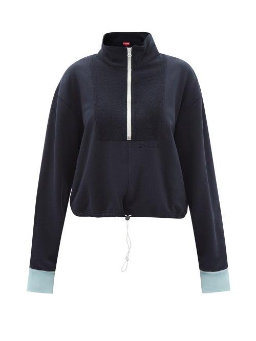 Ladies Rtw Staud - High-neck Cotton-jersey Sweatshirt - Womens - Navy