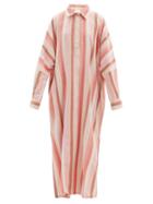 Matchesfashion.com Marrakshi Life - Striped Cotton-blend Tunic Shirt Dress - Womens - Pink Stripe