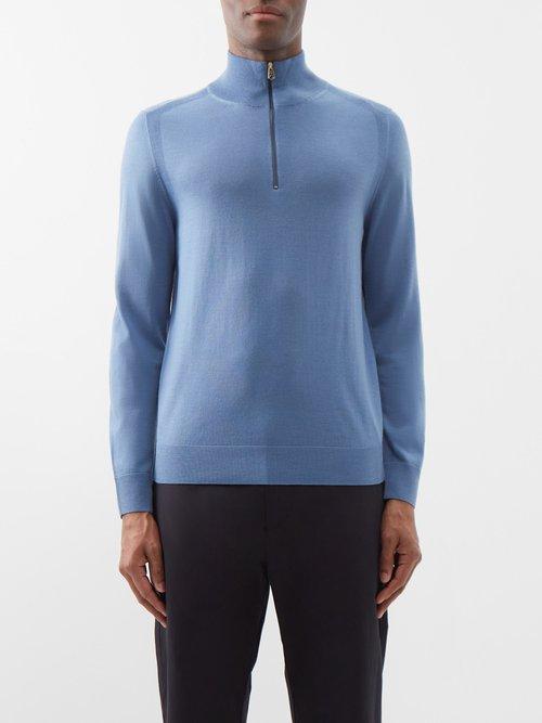 Paul Smith - Half-zip Merino Sweater - Mens - Blue