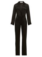 Matchesfashion.com Adriana Iglesias - Theodore Belted Leopard Devor Wide Leg Jumpsuit - Womens - Black